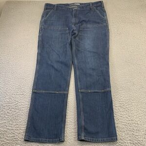Carhartt Double Knee Jeans Mens 40x32 Blue Denim Work Carpenter BD3329-M‎ Cotton